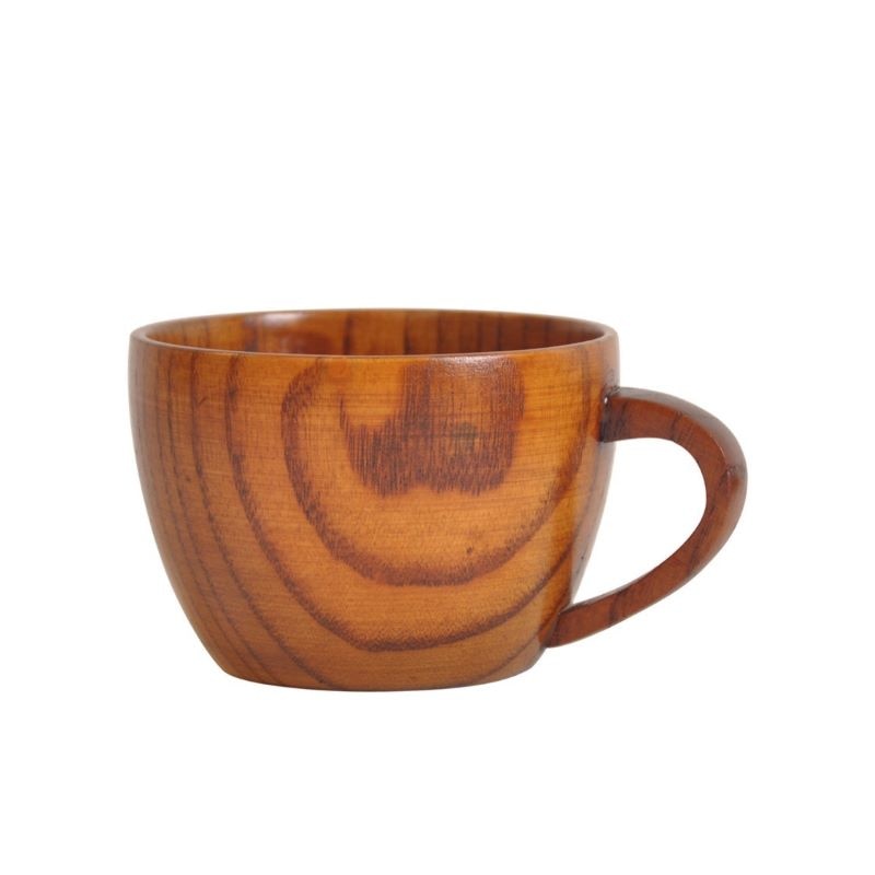 Retro With Handle Solid Wood Coffee Cup